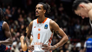GER, BKT EuroCup, Saison 2025 2026, Niners Chemnitz - Buducnost VOLI Podgorica. 12.11.2025, Messe, Chemnitz, GER, BKT EuroCup, Saison 2025 2026, Niners Chemnitz - Buducnost VOLI Podgorica. Kevin Yebo (Niners Chemnitz, 0) Foto Alexander Trienitz Chemnitz Messe Sachsen Deutschland *** GER, BKT EuroCup, Season 2025 2026, Niners Chemnitz Buducnost VOLI Podgorica 12 11 2025, Messe, Chemnitz, GER, BKT EuroCup, Season 2025 2026, Niners Chemnitz Buducnost VOLI Podgorica Kevin Yebo Niners Chemnitz, 0 Photo Alexander Trienitz Chemnitz Messe Sachsen Germany