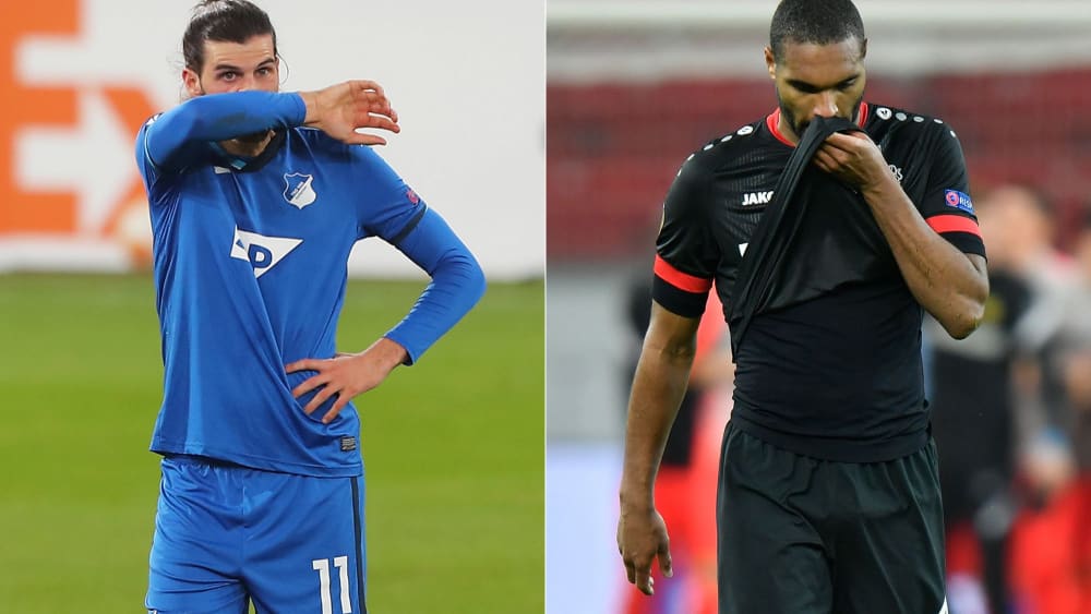 Aus in der Zwischenrunde 2020/21: Hoffenheims Florian Grillitsch und Leverkusens Jonathan Tah ereilte das gleiche Schicksal.
