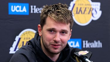 March 14, 2026, Los Angeles, California, USA: Luka Doncic 77 of the Los Angeles Lakers during a press conference, PK, Pressekonferenz after their regular season NBA, Basketball Herren, USA game against the Denver Nuggets on Saturday March 14, 2026 at Crypto.com Arena in Los Angeles, California. Lakers defeat Nuggets, 127-125. ARIANA RUIZ PI Los Angeles USA - ZUMAp124 20260314_zaa_p124_053 Copyright: xArianaxRuizx