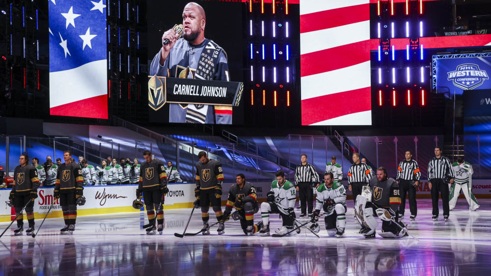 Ryan Reaves, Jason Dickinson, Tyler Seguin & Robin Lehner