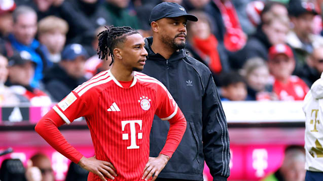 Vincent Kompany (re.) w&uuml;rde Michael Olise sicherlich gerne halten, nur ist unklar, wie die Zukunft des Franzosen aussieht.