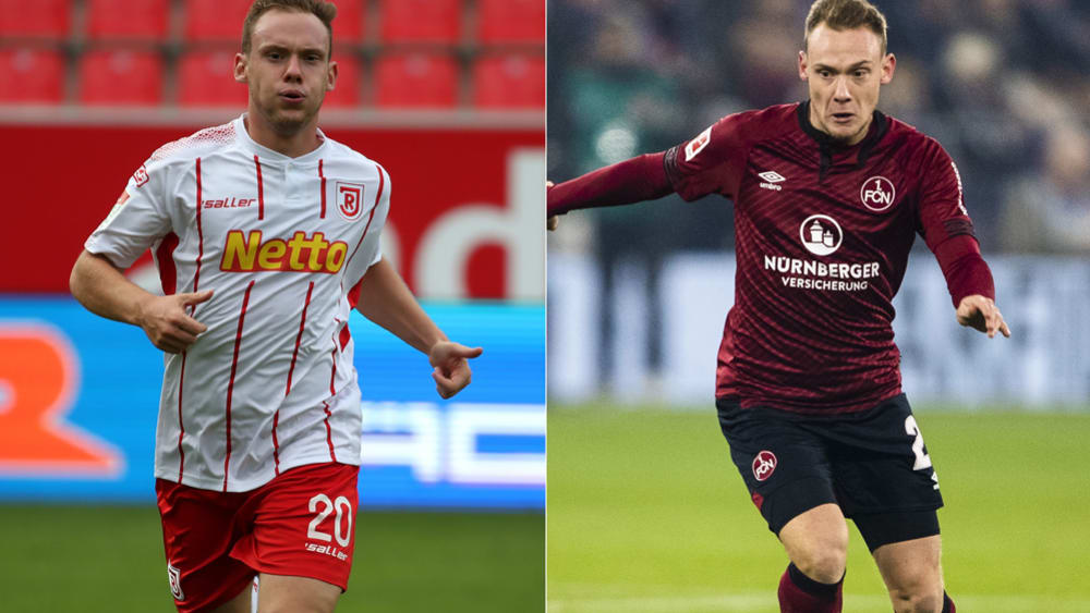 Heute und Gestern: Federico Palacios im Trikot von Jahn Regensburg und des 1. FC Nürnberg.