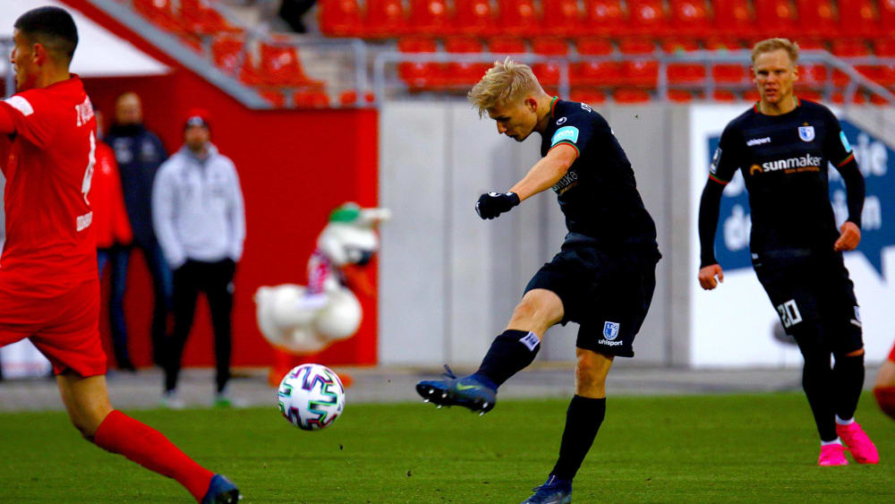 Ab damit: Andreas Müller erzielte per Sontagsschuss das Siegtor des FCM in Zwickau.