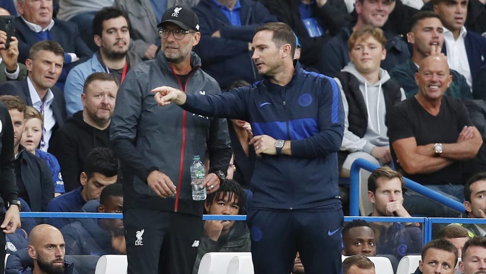 Kleines Scharmützel schon am ersten Spieltag: Jürgen Klopp (l.) und Frank Lampard.