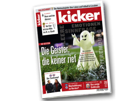 Die kicker-Ausgabe vom Montag zeigt einen Rückblick auf ein Jahr Geisterspiele.