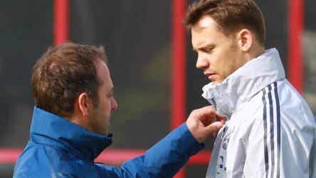 Bayerns Cheftrainer Hansi Flick und die Münchner Nummer 1, Manuel Neuer.