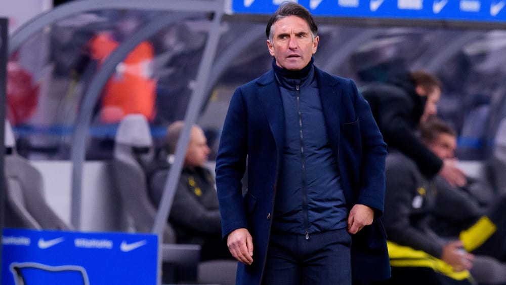 Sieht Leverkusen in aktueller Form auf einer Stufe mit Dortmund und Bayern: Herthas Trainer Bruno Labbadia.
