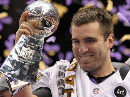 Joe Flacco zeigt sich hier nach dem Gewinn des Super Bowls mit den Baltimore Ravens.