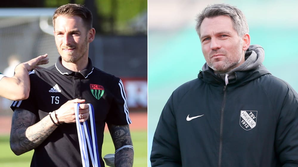 Sie stehen an der Seitenlinie: Schnüdel-Trainer Tobias Strobl und Havelse-Coach Jan Zimmermann.