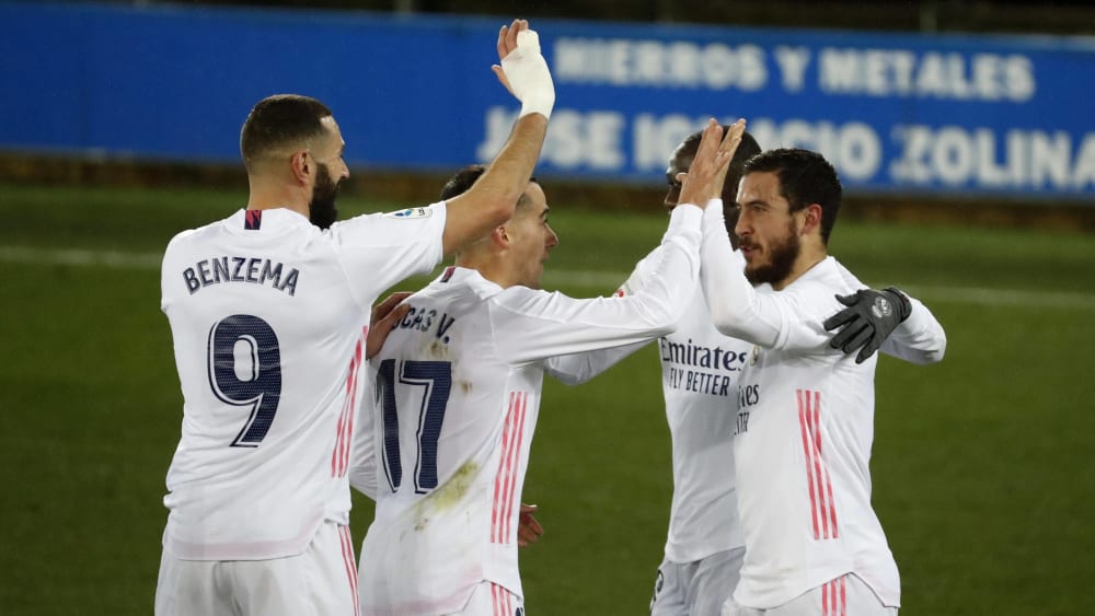 Erleichtert: Nach drei sieglosen Pflichtspielen fand Real Madrid zum Auftakt in die Rückrunde auch ohne Trainer Zinedine Zidane wieder zurück in die Spur.
