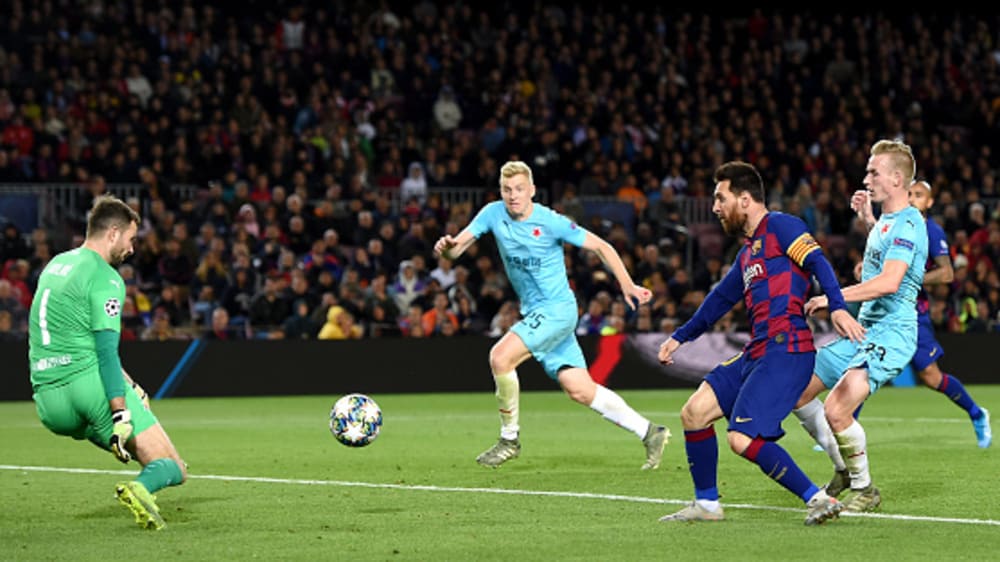 Das 1:0 auf dem Fuß: Lionel Messi und der FC Barcelona kamen gegen Slavia Prag nicht über ein torloses Remis hinaus.