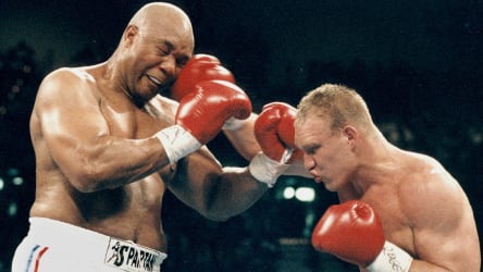 Axel Schulz (re.) hatte George Foreman am Rande des K.o.