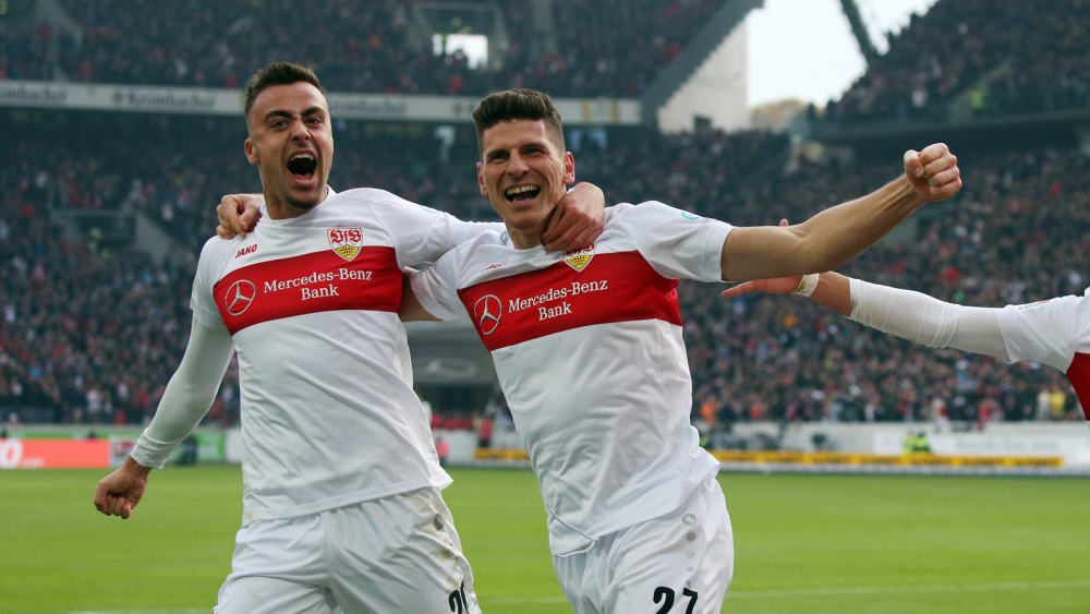Stuttgarter Derbyjubel: Torschütze Philipp Förster (links) und Mario Gomez.