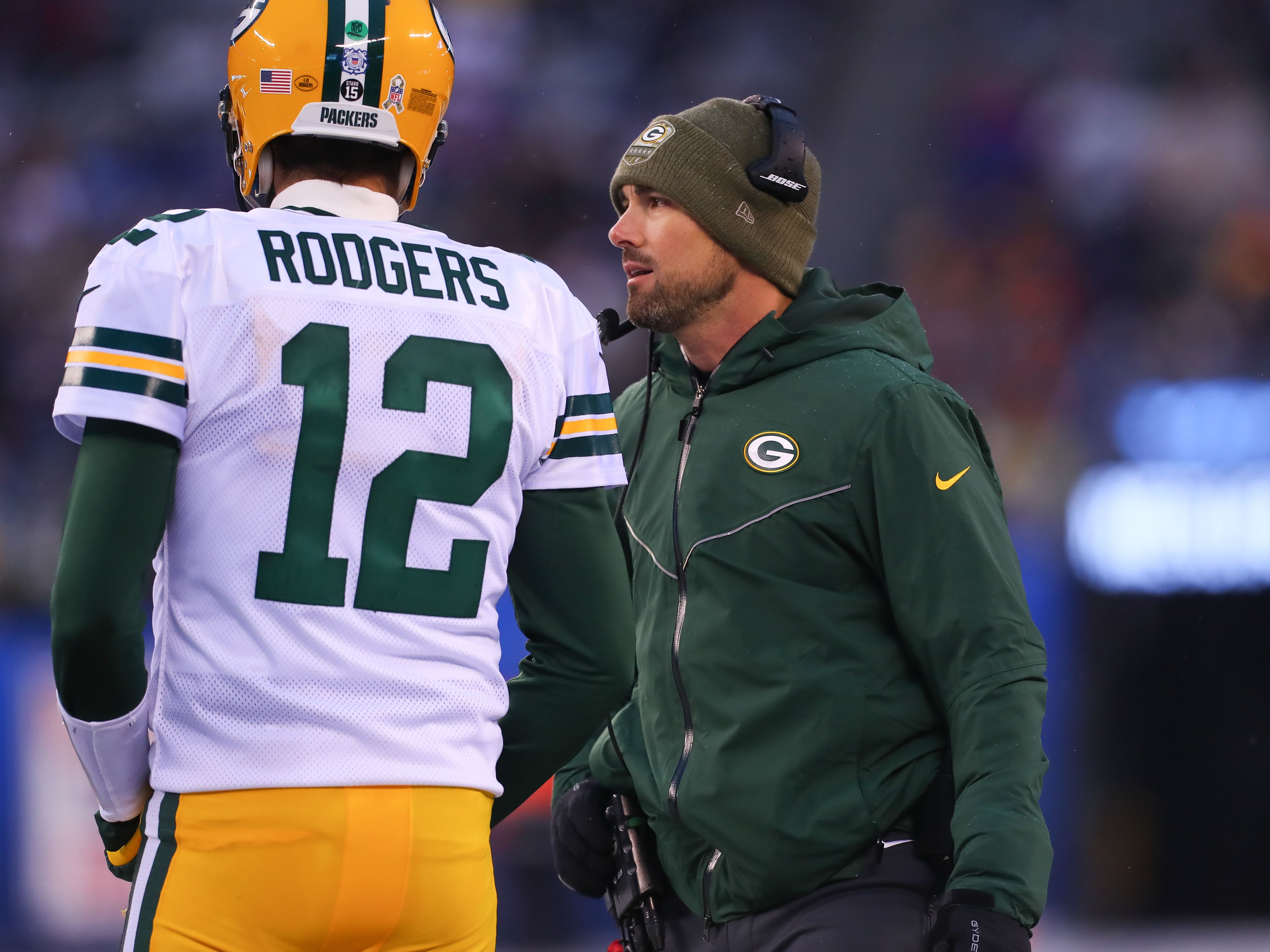 Star-Quarterback Aaron Rodgers und Trainer Matt LaFleur sind Teil der Green Bay Packers.