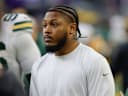 Green Bay Packers Running Back Josh Jacobs (8) vor dem NFL-Spiel gegen die Minnesota Vikings am 4. Januar 2026 im U.S. Bank Stadium in Minneapolis.