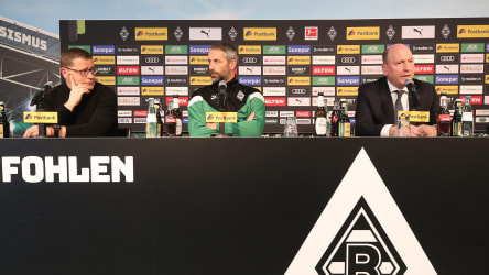 Sportdirektor Max Eberl (l.) und Geschäftsführer Stephan Schippers (r.) standen am Montag Rede und Antwort.
