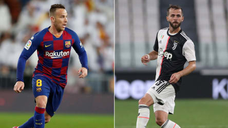 Barcelonas Arthur (l.) und Juventus-Spielmacher Miralem Pjanic