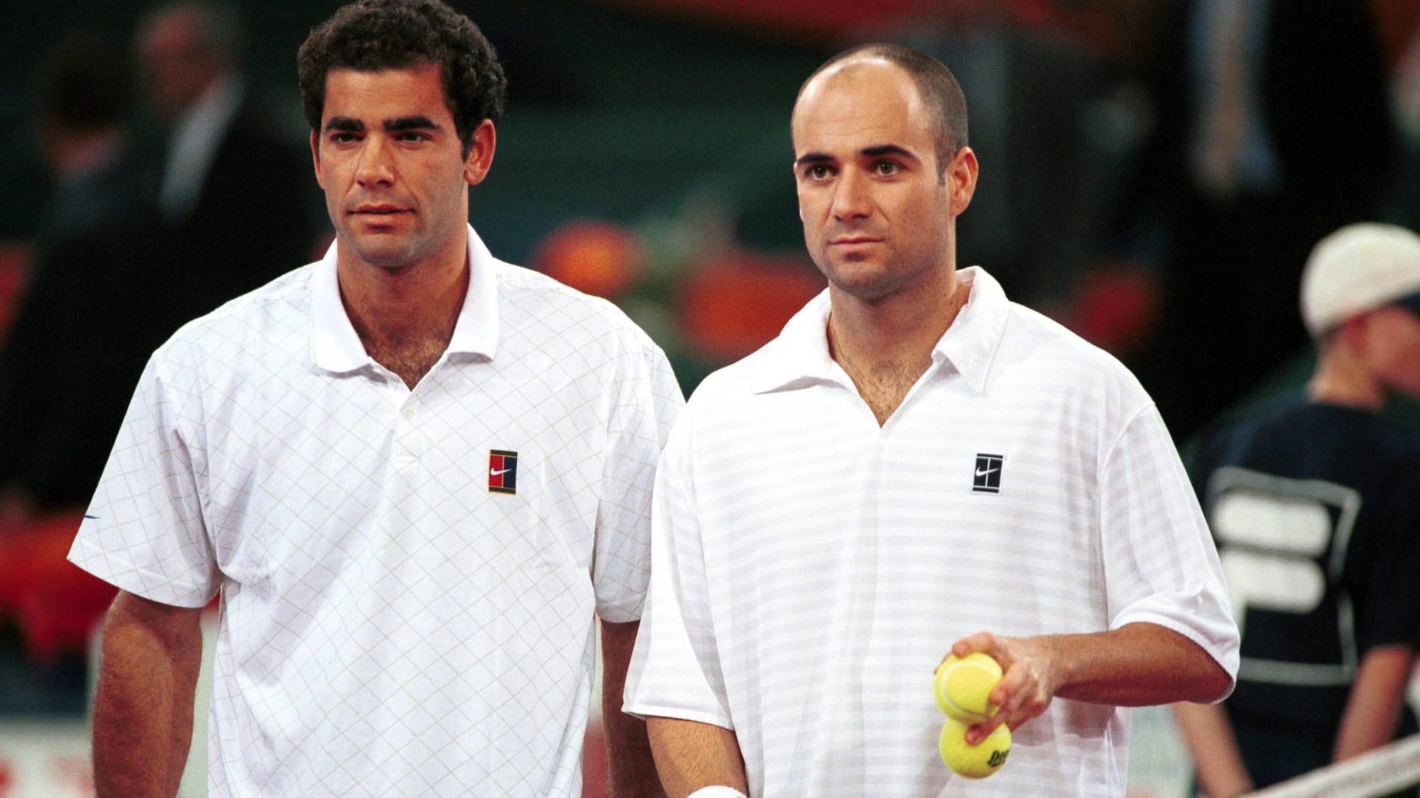 Pete Sampras und Andre Agassi (r.)