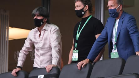 Bundestrainer Joachim Löw, DFB-Assistenztrainer Marcus Sorg und Torwarttrainer Andreas Köpke