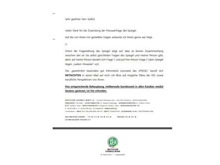 Auszug aus dem Brief von Rainer Koch an Christian Seifert.