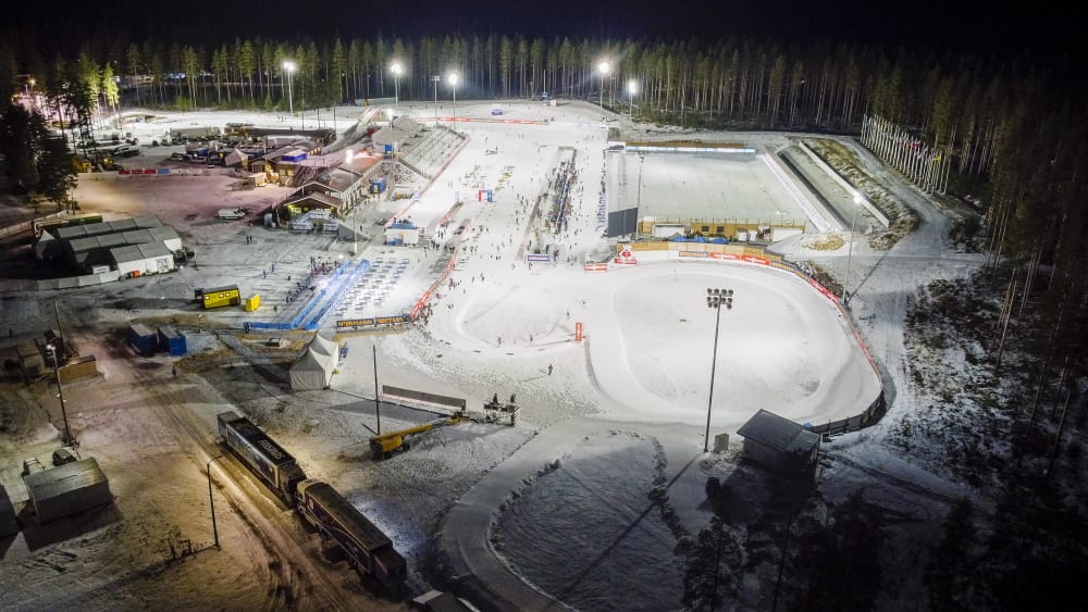 Flutlicht an: Das Biathlon-Stadion von Kontiolahti.