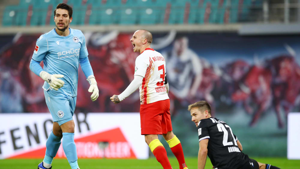 Leipzigs bester Torschütze: Angelino jubelt über seinen Treffer zum 1:0.
