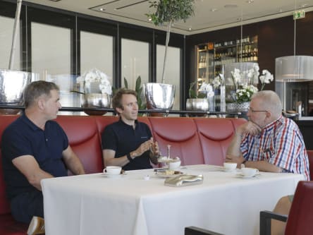 Gesprächsrunde im Porsche-Museum Zuffenhausen: Stefan Kuntz, Timo Bernhard und kicker-Redakteur Stefan Bomhard (v.l.).