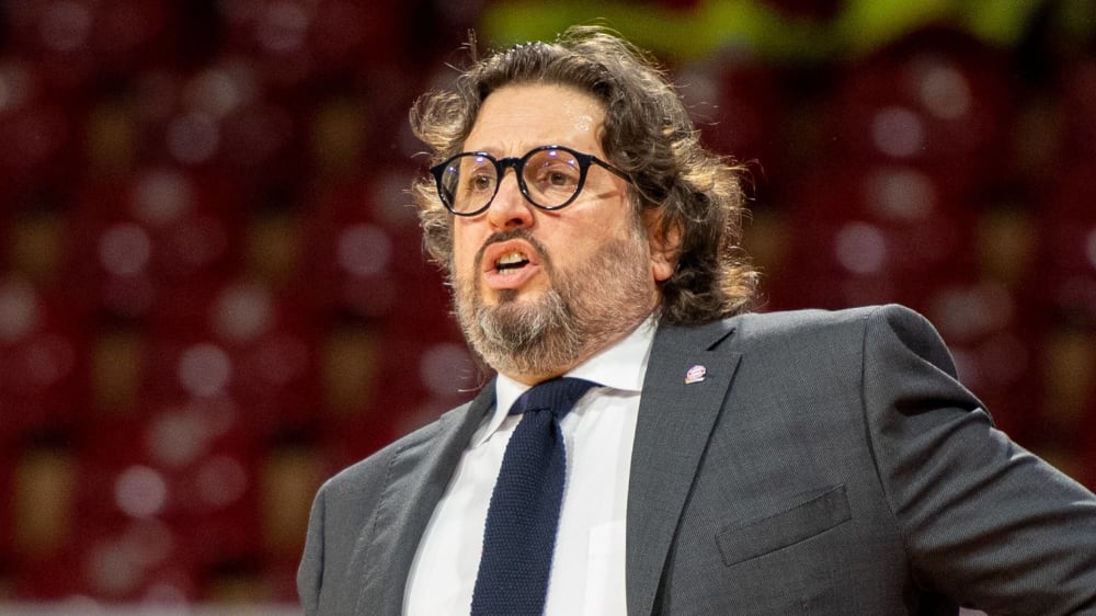 War durchaus noch aufgebrachter zu sehen in Mailand: Bayern-Trainer Andrea Trinchieri.