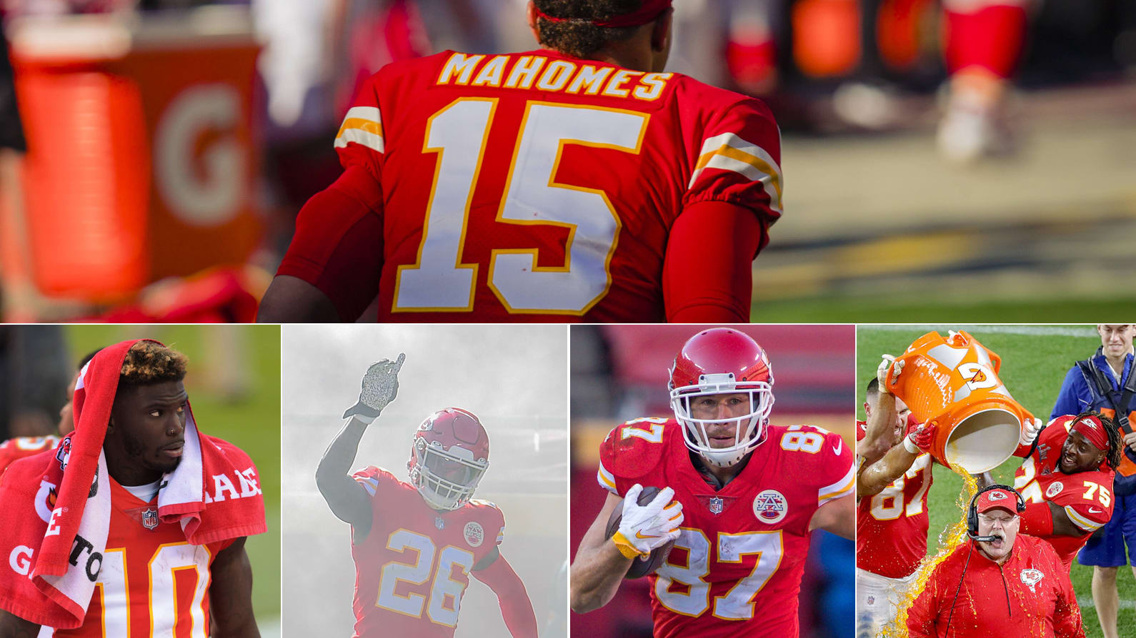 Die Stars Der Chiefs Raketen Mahomes Kelce Und Cheeseburger Fan Reid Nfl American Football Bildergalerie Kicker