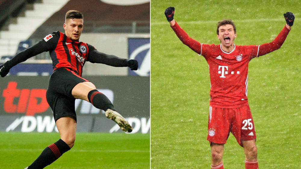 Treffsicher am Sonntag: Thomas Müller und Luka Jovic.