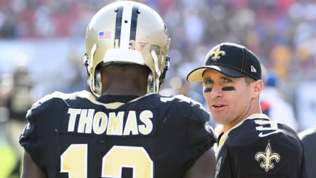 Saints-Quarterback Drew Brees (rechts) spielt zusammen mit Receiver Michael Thomas in New Orleans.