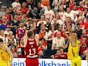 MUNICH, GERMANY - June 12: Obst, Andreas (FC Bayern, 13) shoots the ball for 3 points during the easyCredit Basketball Bundesliga Playoff Finals on game 1, between FC Bayern Muenchen vs. ALBA Berlin at SAP Garden, Munich, on June 12, 2026 in Munich, Germany. Bavaria Germany Copyright: xPhotographer:xNilsxKoepkex