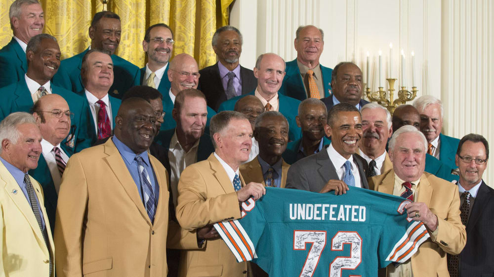 Legenden unter sich: das ungeschlagene Team der Miami Dolphins von 1972.