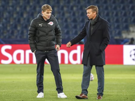 Sportdirektor Christoph Freund mit Trainer Jesse Marsch