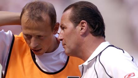 Matthias Scherz und sein damaliger Trainer Huub Stevens.