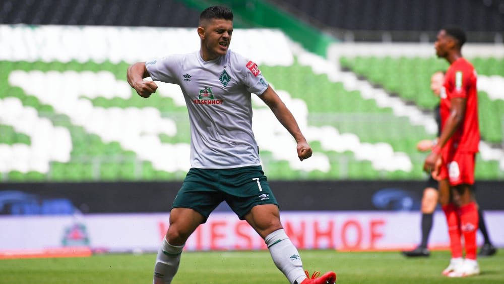 Milot Rashica jubelt hier (noch) im Bremer Trikot