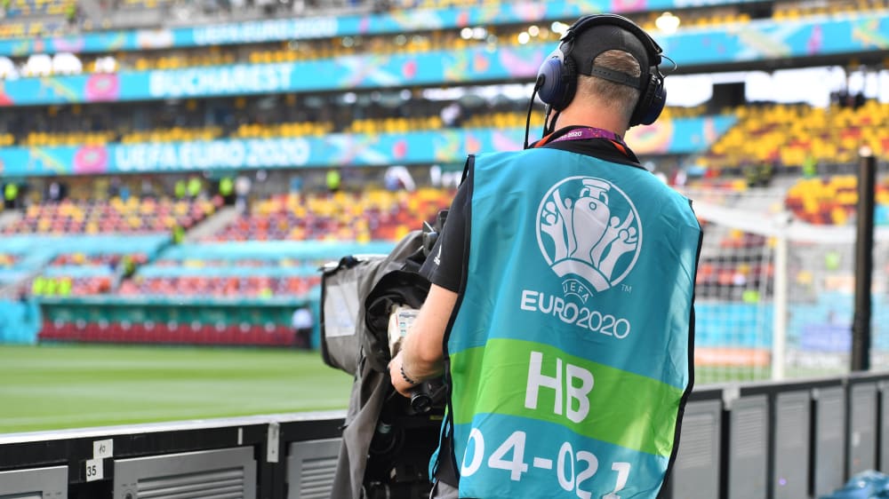 TV ratings were better at the last European Championship: a cameraman in Bucharest.