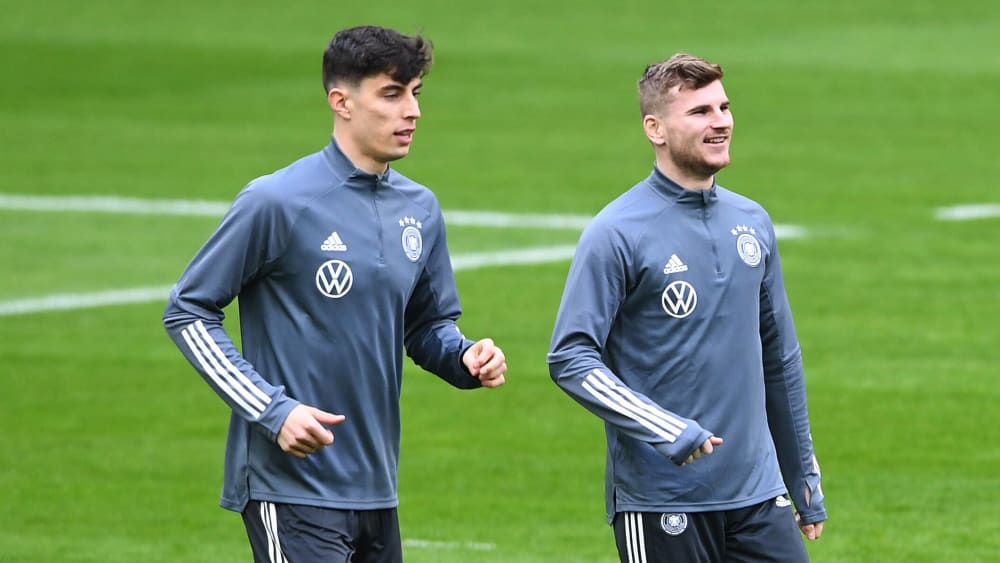 Zwei von den vier deutschen Nationalspielern, die im CL-Finale stehen: Kai Havertz und Timo Werner (beide Chelsea).