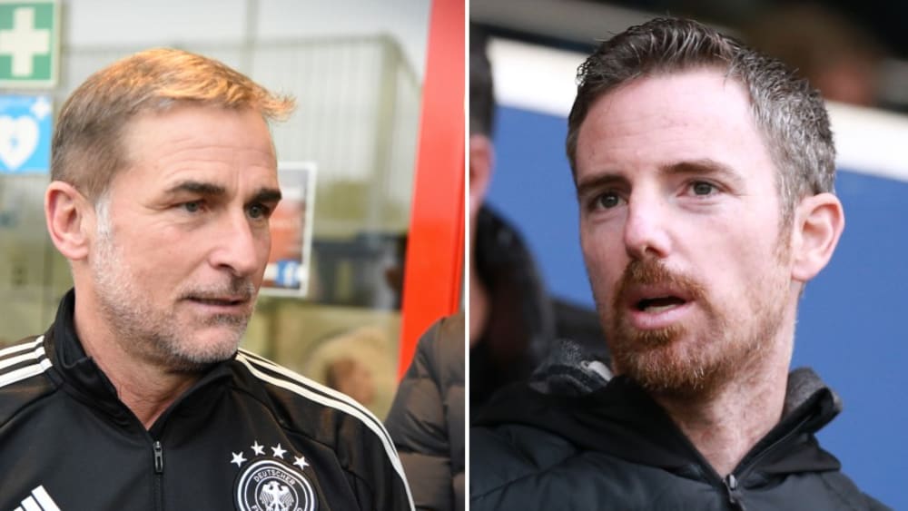 Sie beantworten Eure Fragen: Stefan Kuntz und Meikel Schönweitz (r.).