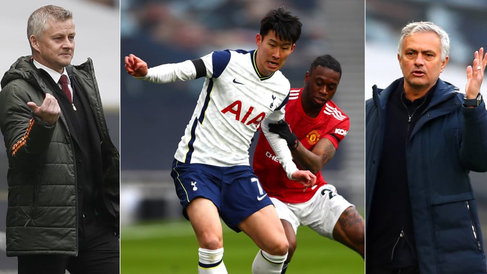 Unschönes Nachspiel: Ole Gunnar Solskjaer, Heung-Min Son und José Mourinho (v.l.).