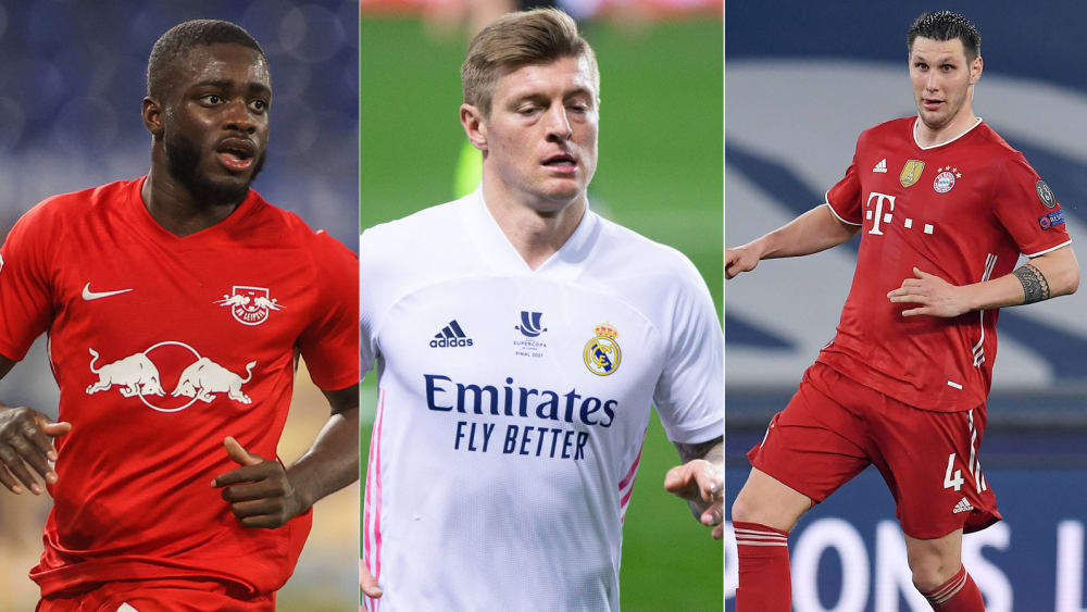 U.a. Dayot Upamecano, Toni Kroos und Niklas Süle (v.l.) beteiligen sich an einer Anti-Cybermobbing-Aktion.