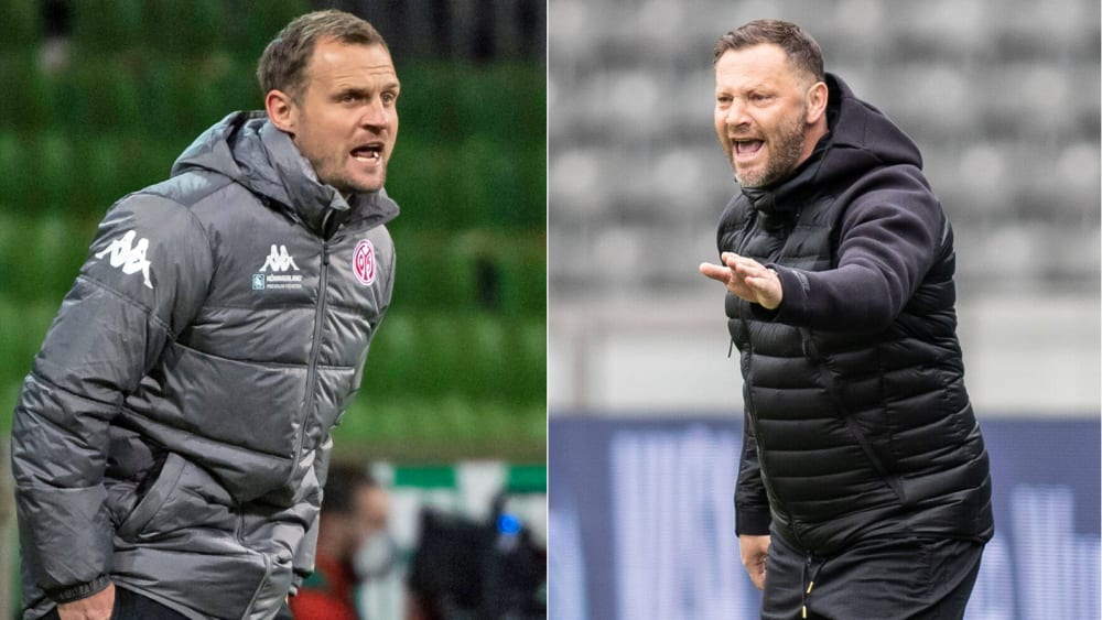 Fluktuation auf der Trainerbank: Derzeit hat Bo Svensson (li.) in Mainz das Sagen, Pal Dardai in Berlin.