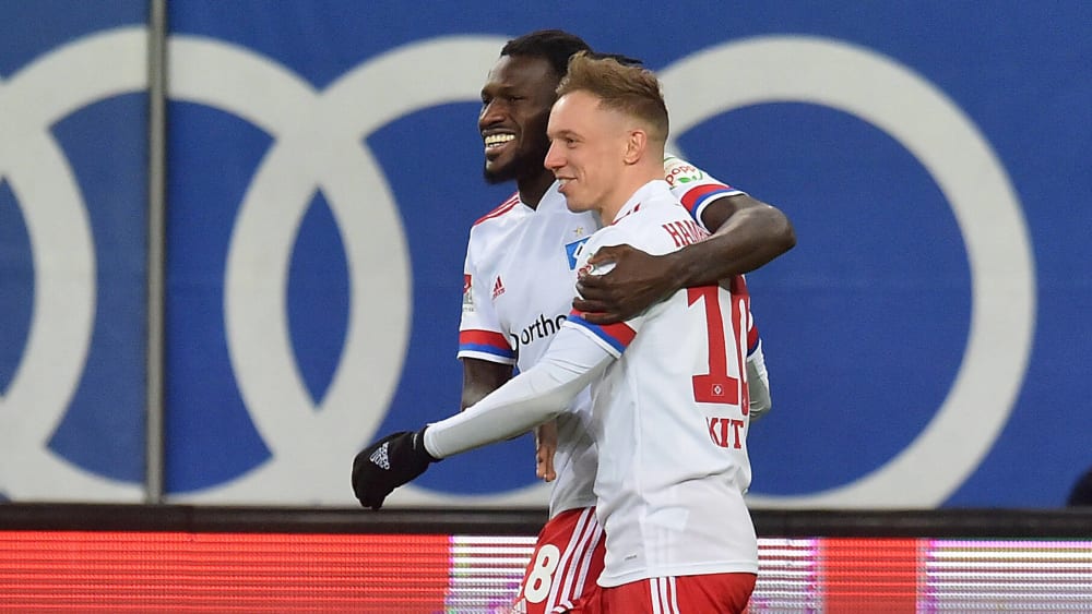 Sonny Kittel (re.) und Bakery Jatta glänzten beim HSV-Kantersieg gegen Osnabrück.