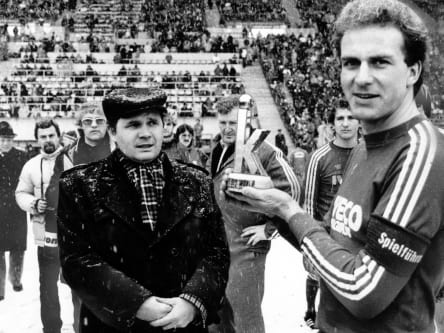 kicker-Redakteur Heinz Wiskow und Karl-Heinz Rummenigge