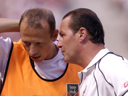 Matthias Scherz und sein damaliger Trainer Huub Stevens.