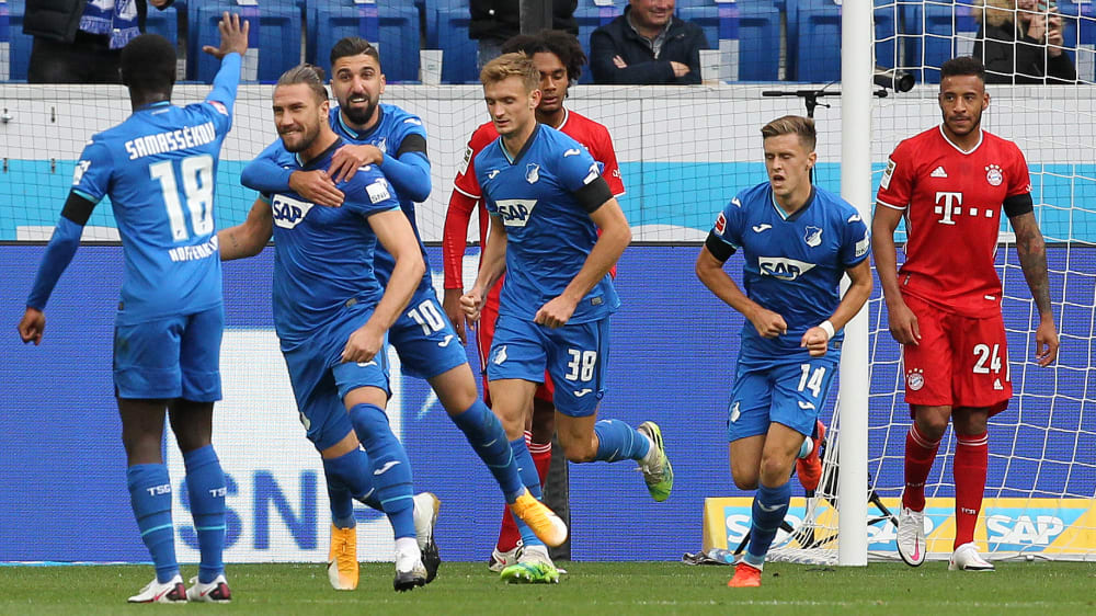 Der erste von vier Streichen: Hoffenheims Ermin Bicakcic (2.v.l.) traf zur Führung.