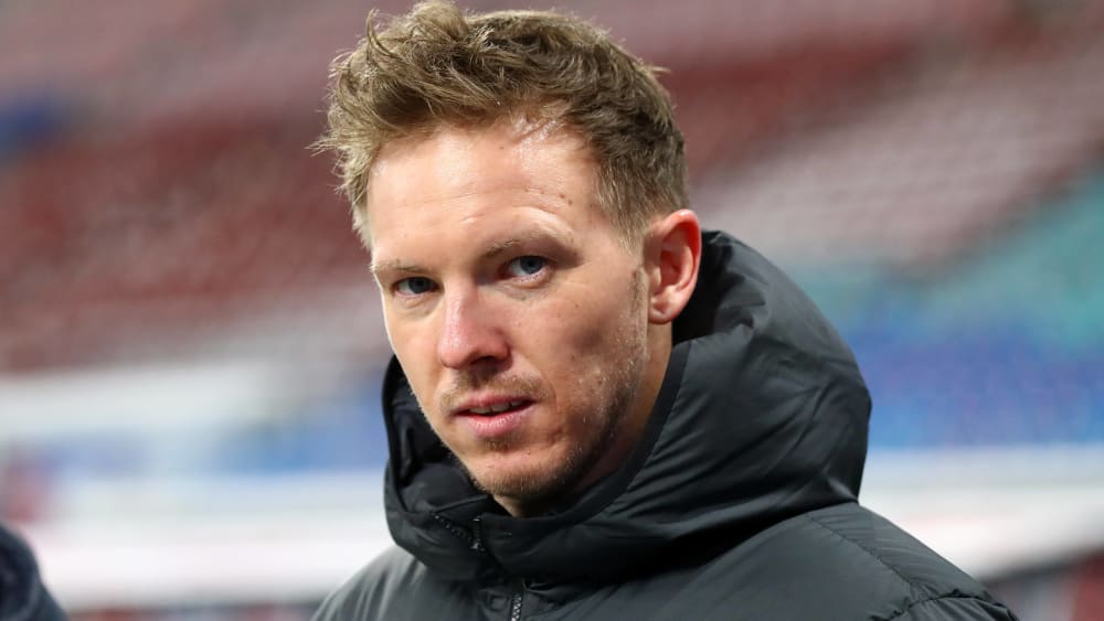 Leipzigs Coach Julian Nagelsmann wird im Gastspiel bei Hertha mit einem Auge auf das Ergebnis in Frankfurt schielen.