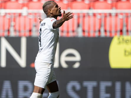 Sandhausens Matchwinner Daniel Keita-Ruel freut sich über einen Treffer gegen Darmstadt