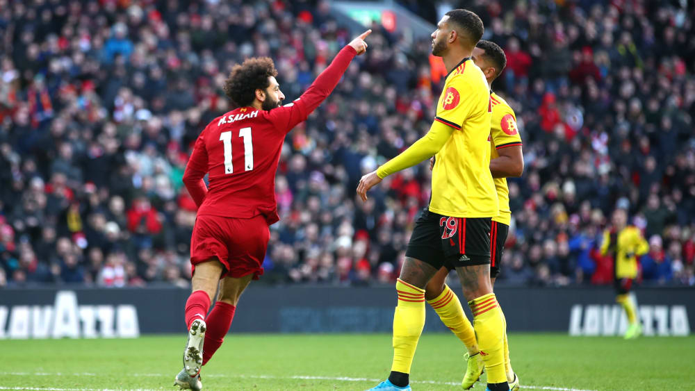 Duell in Anfield: Mo Salah sorgte mit seinem Schlenzer und einem Hackentreffer für drei weitere Punkte.