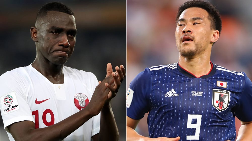 Asiatische Note: Katars Ali Al-Moez und Japans Shinji Okazaki gehen bei der Copa America auf Torejagd.